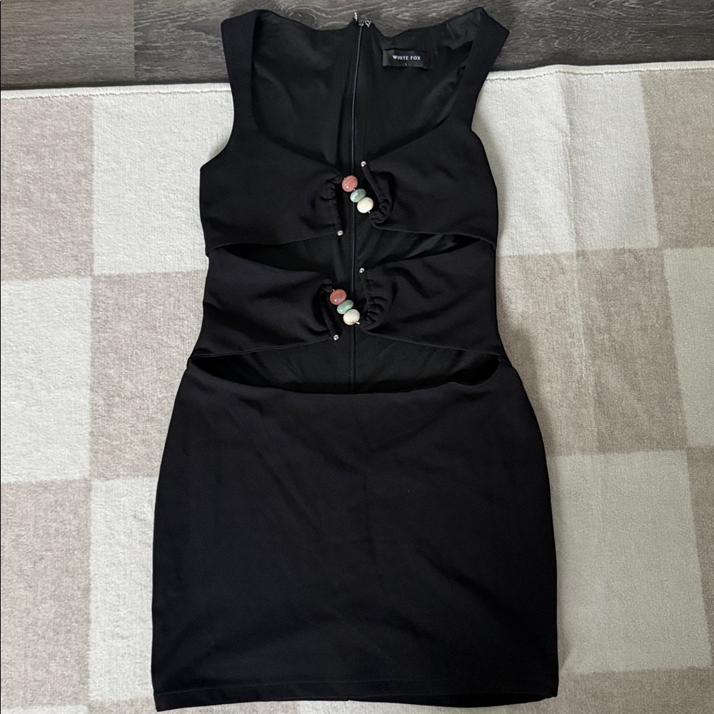 White Fox Beaded Mini Dress